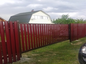 Евроштакетник ворота откатные - пример 3 фото под ключ